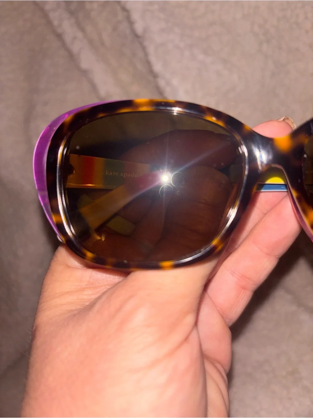 Kate Spade Hildie Hello Sunshine Polarized Sunglasses Tortoise Purple